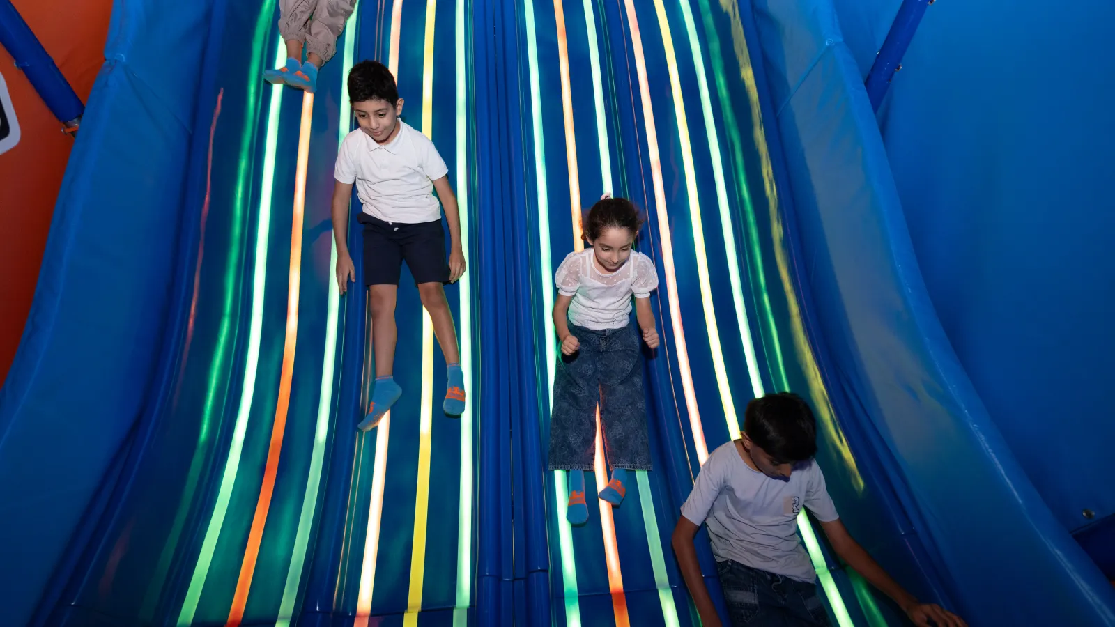Indoor slides session at Trampo Oman