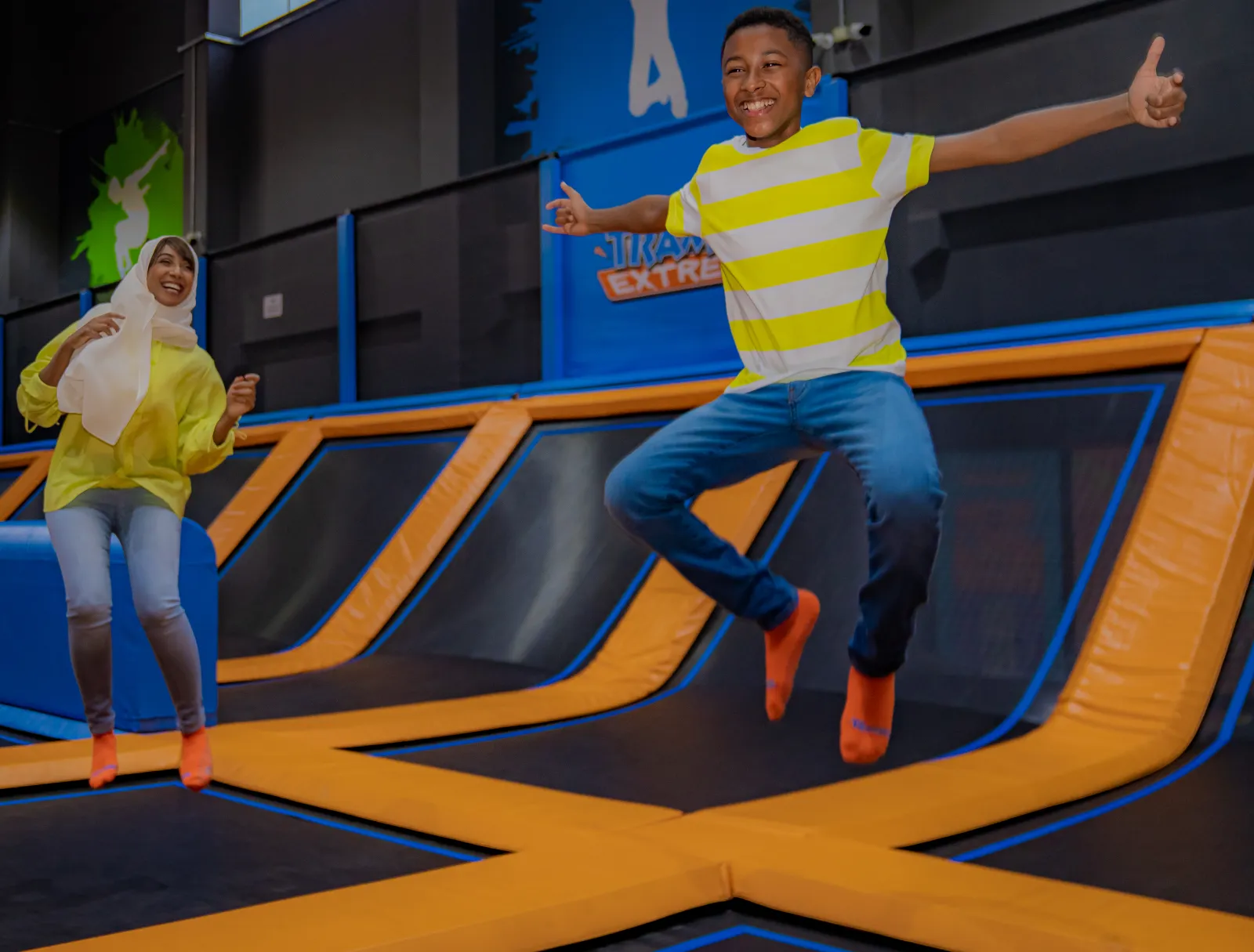 Kids jumping on the trampoline courts