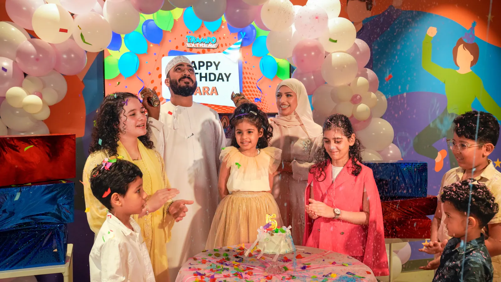 Birthday room and party atmosphere